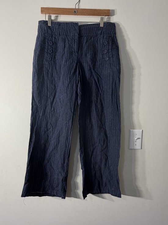 leifsdottir Pants - Anthropologie Leifsdottir Wide Leg Trouser Linen Navy Pants Size 6 Plus Fours